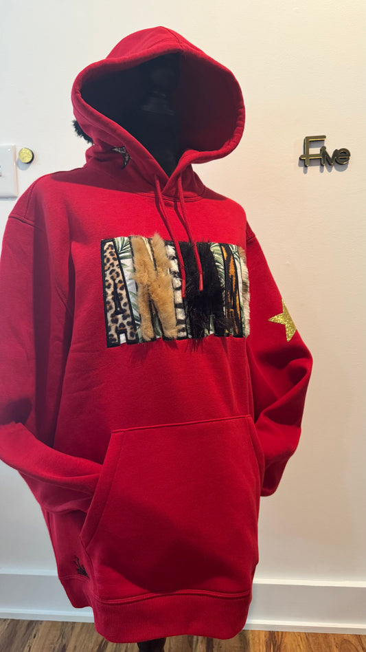 “ANIMAL” hoodie in red
