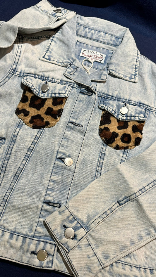 Ladies Cheetah Print Jean Jacket